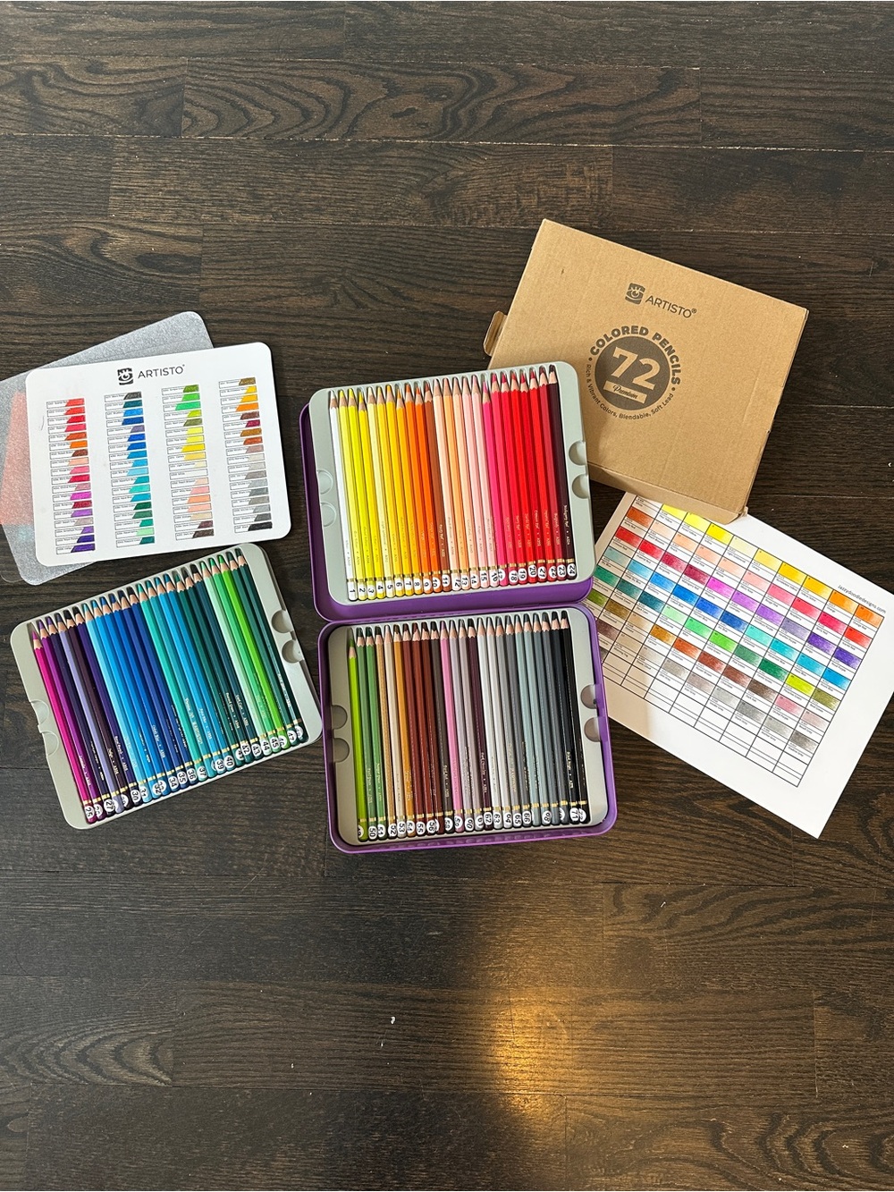 Artisto 72-Piece Colored Pencil Set - Swatched Bundle in Tin & Box Like NEW